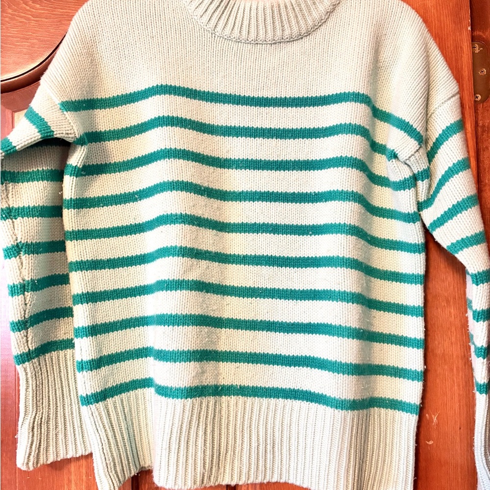 La Ligne Green and Teal Striped Marin Sweater